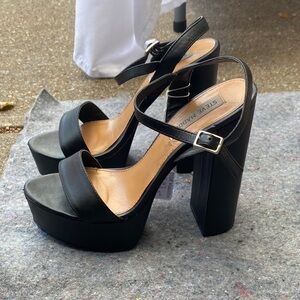 Steve Madden Black Strappy Platform Heels